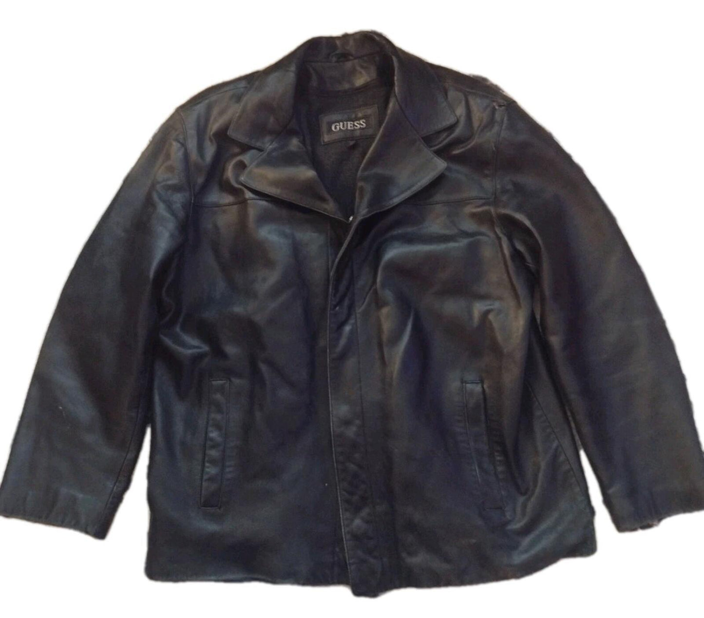 Black Old Stock Vintage Guess Butter Soft Leather Jacket W Removable Liner L