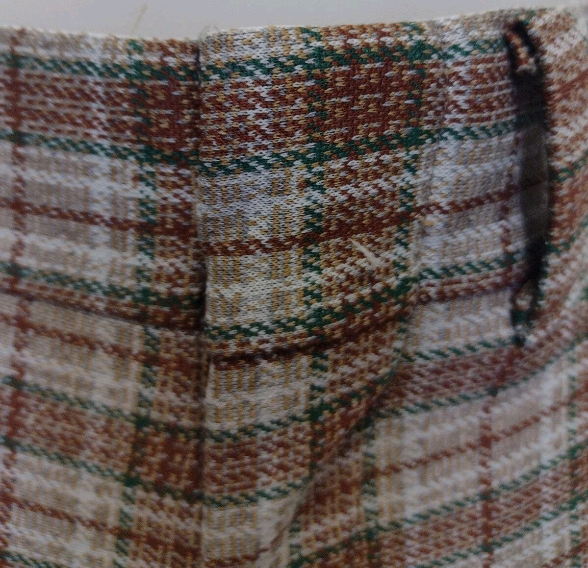 Vintage 70s Plaid Double Knit Pants Women High Waist Wide Leg Retro Medium