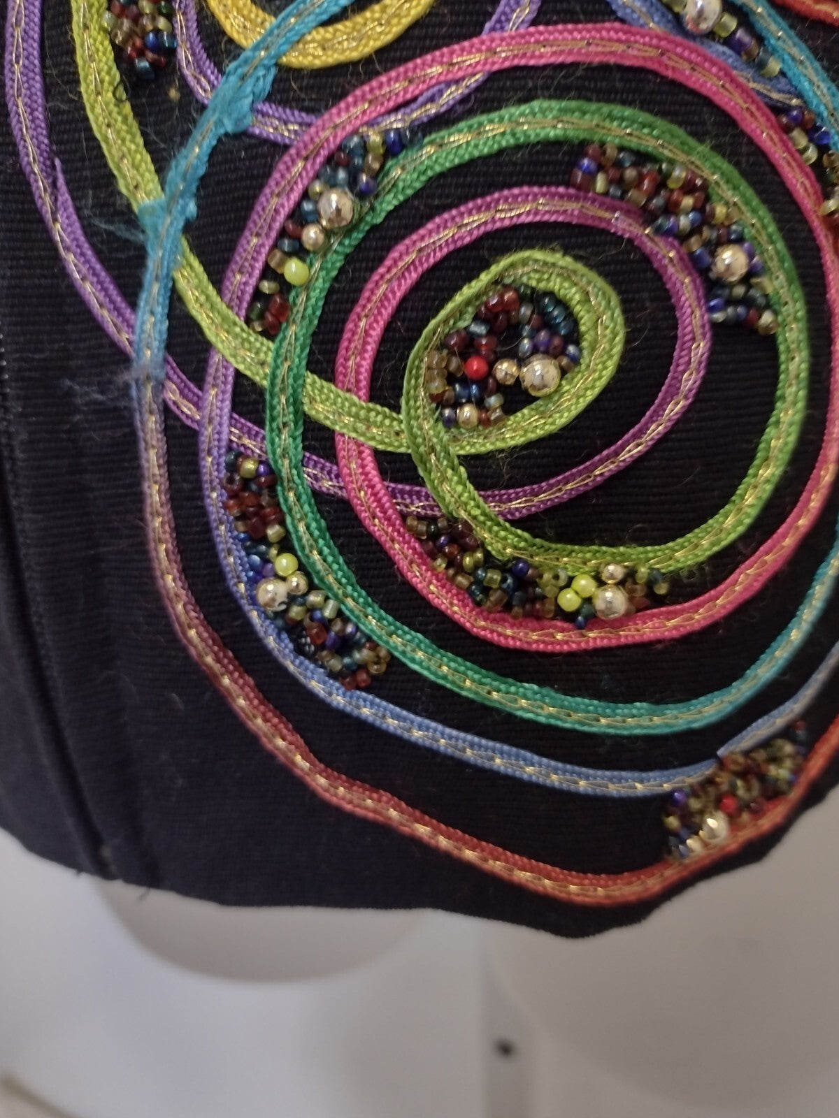 Anage Embellished Cotton Jacket M Black Beaded Soutache Boho Y2K India