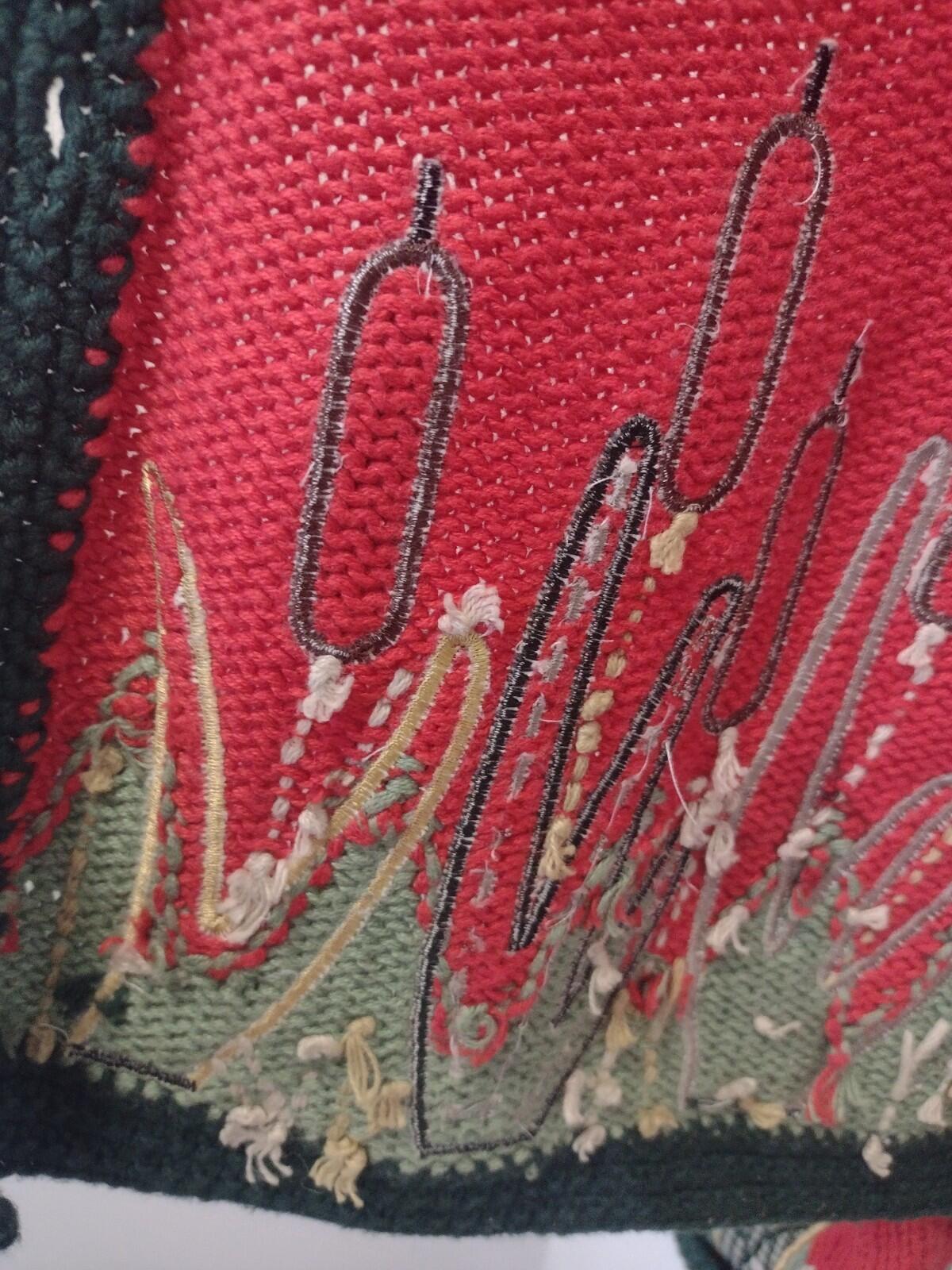 Orvis Ramie Cotton Duck Marsh Scene Sweater XS Wood Buttons Embroidered