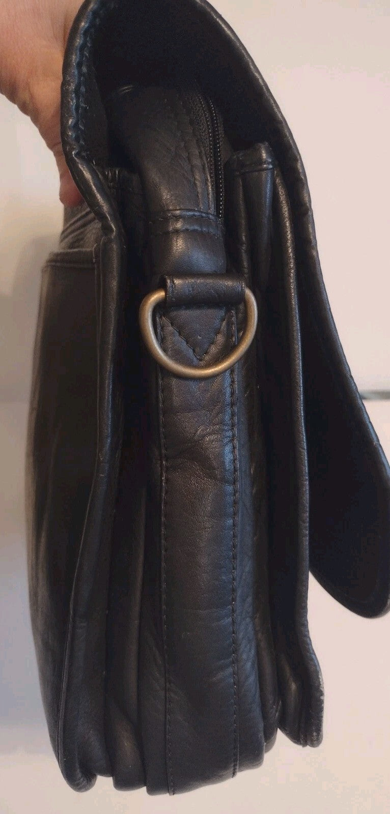 Vintage Black Leather Expandable Briefcase Portfolio Executive Lawyer Bag 17"