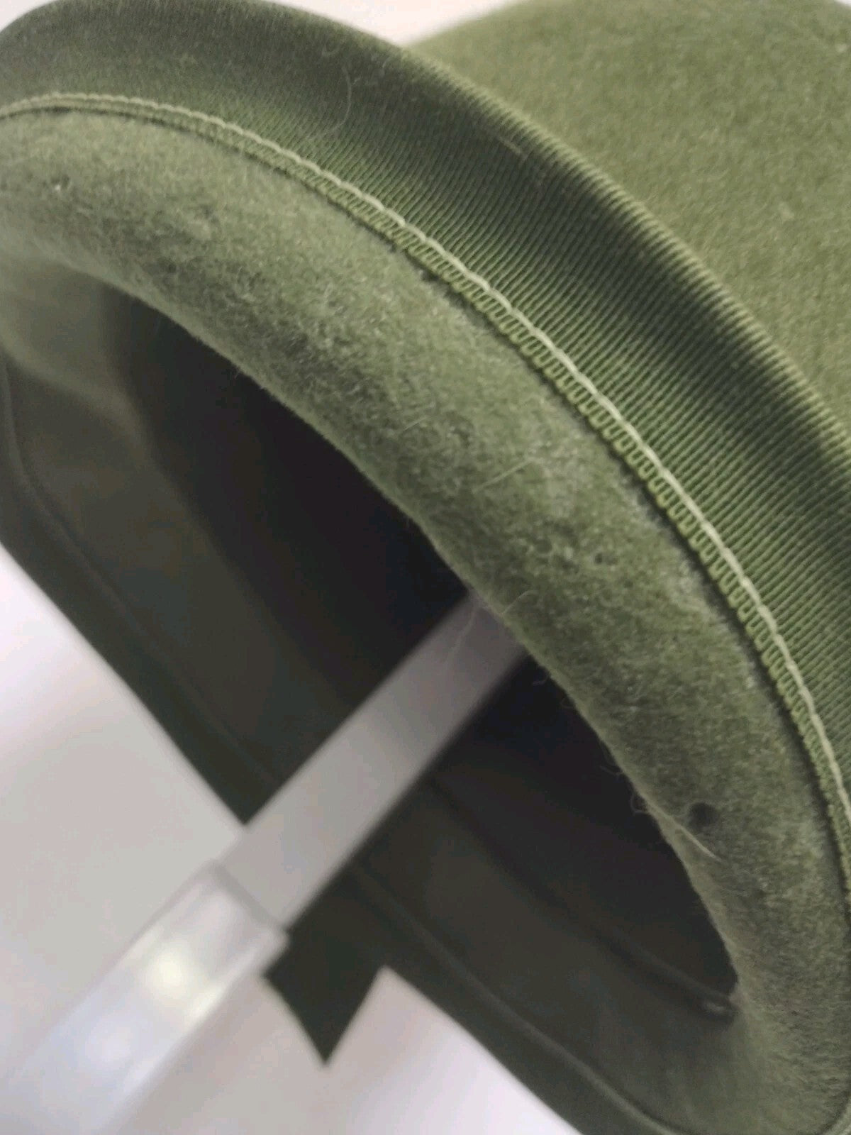 Vintage 1960s Womens Glenover Felt Hat Olive Green Mod Cloche Henry Pollak