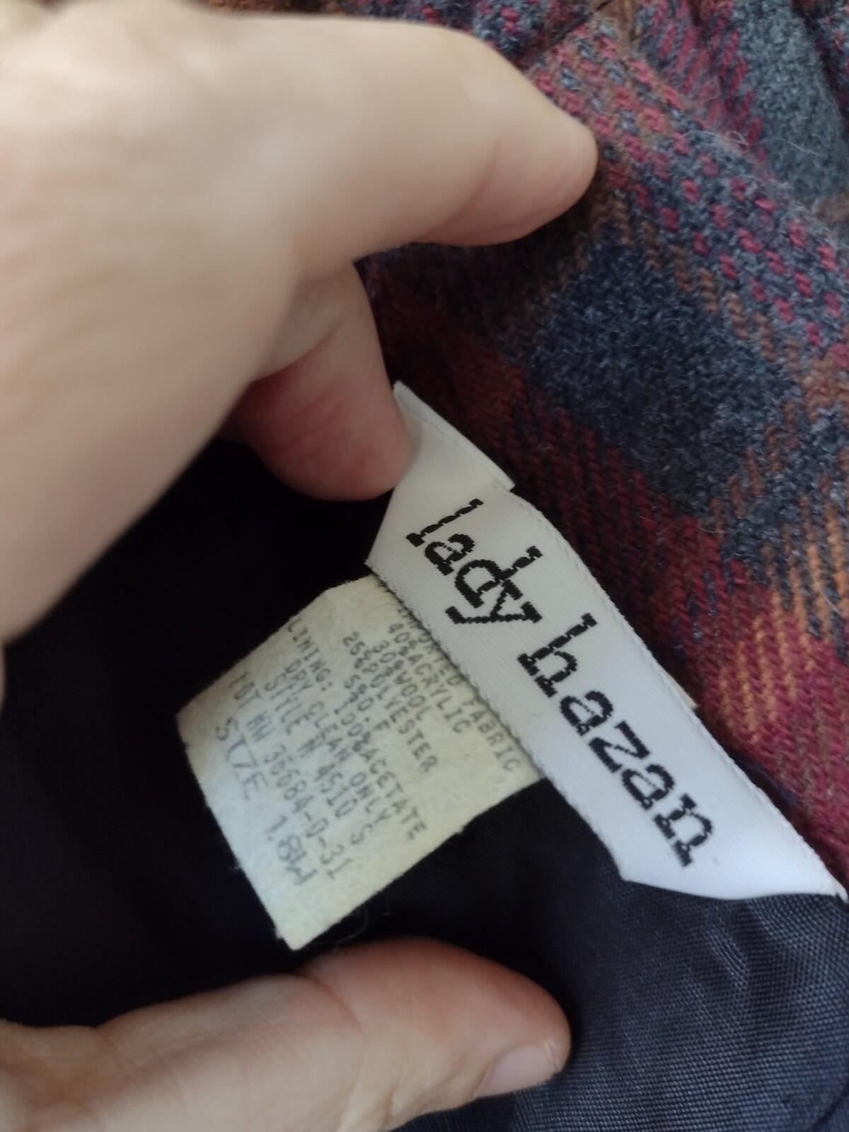 Lady Hazan Vintage 18W Wool Blend Plaid Wrap Look Skirt Fringe USA Made