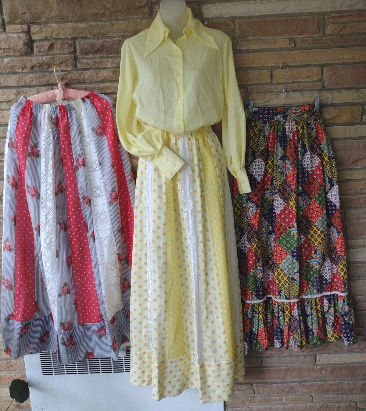 Vintage 1970s Womens Chessa Davis 4 Piece Maxi Skirt Lot Prairie Boho Sears