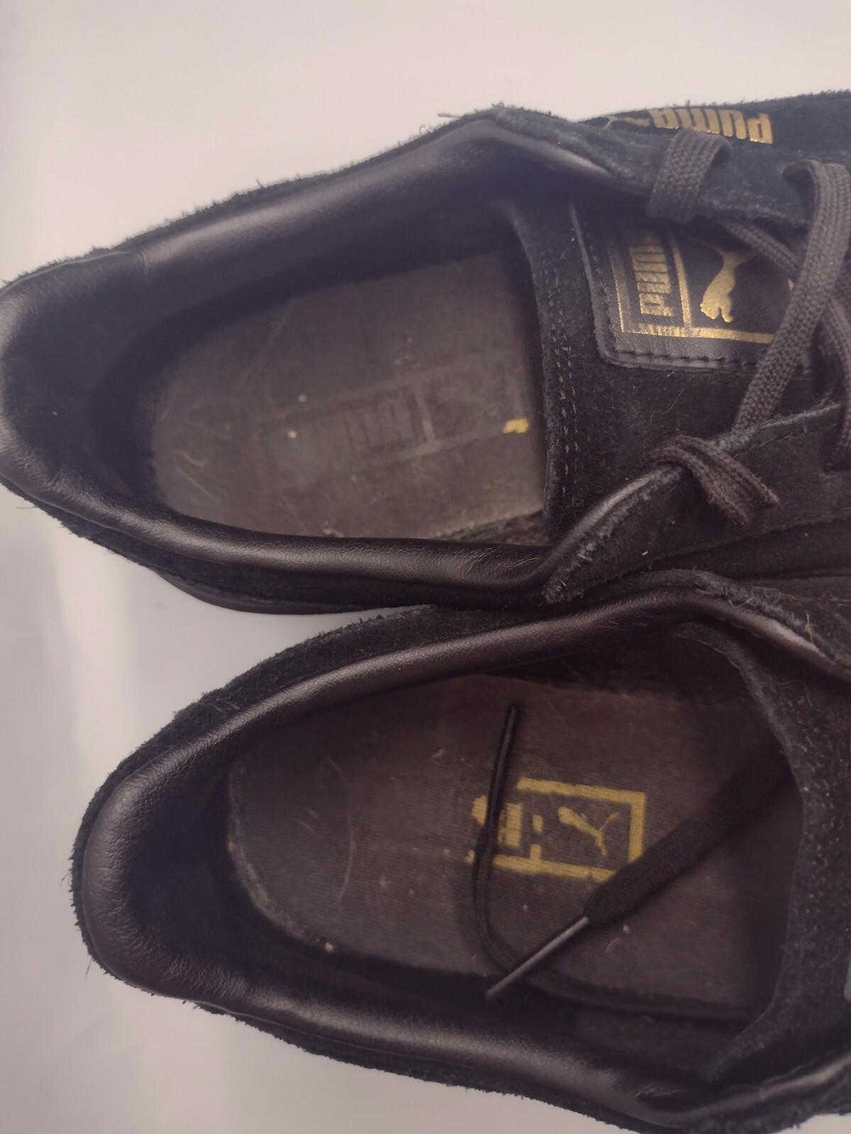 Puma Black Suede Gold Toe Platform Sneakers Sz 7.5 Women