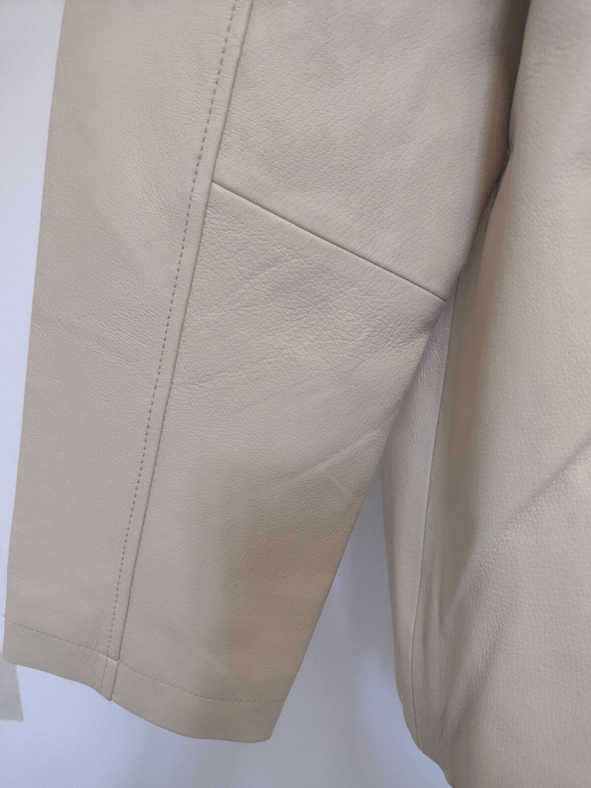 NWT  Cream Washable Leather Full Zip Jacket Dialogue The New Language of Style L