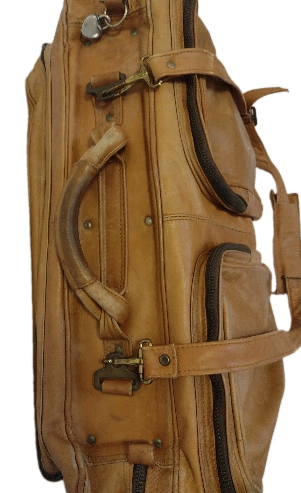 Vintage Boho Leather Weekender Travel Bag Cognac Suitcase Colombia 20in Luggage