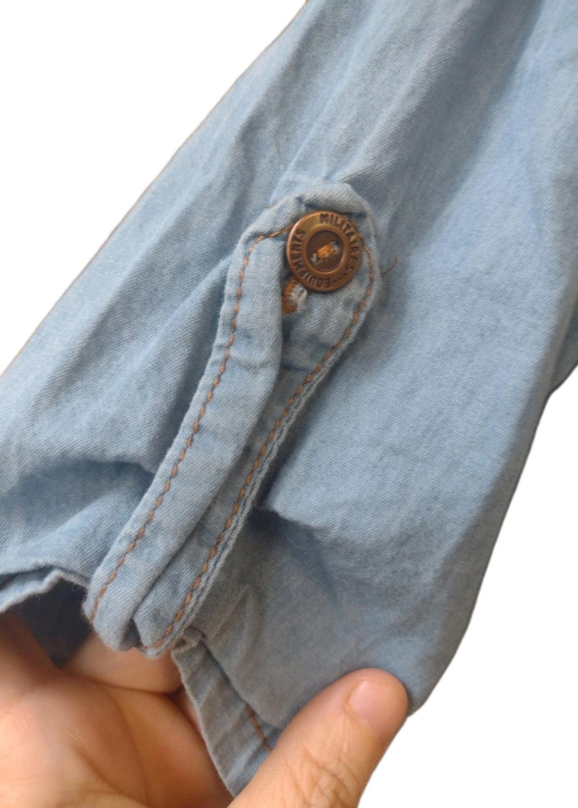 Vintage Denim Dress S/M Embroidered Sunflowers Roses Militaires Equipments