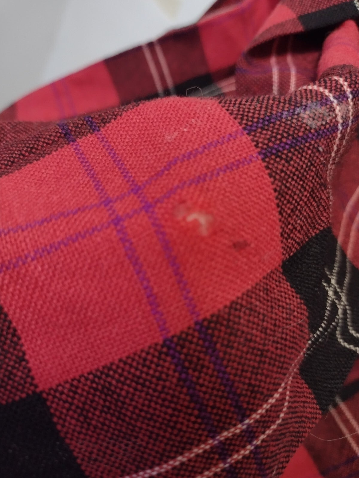 Vintage 70s Deans of Scotland Wool Tartan Midi Skirt Size 6 Red Plaid Preppy