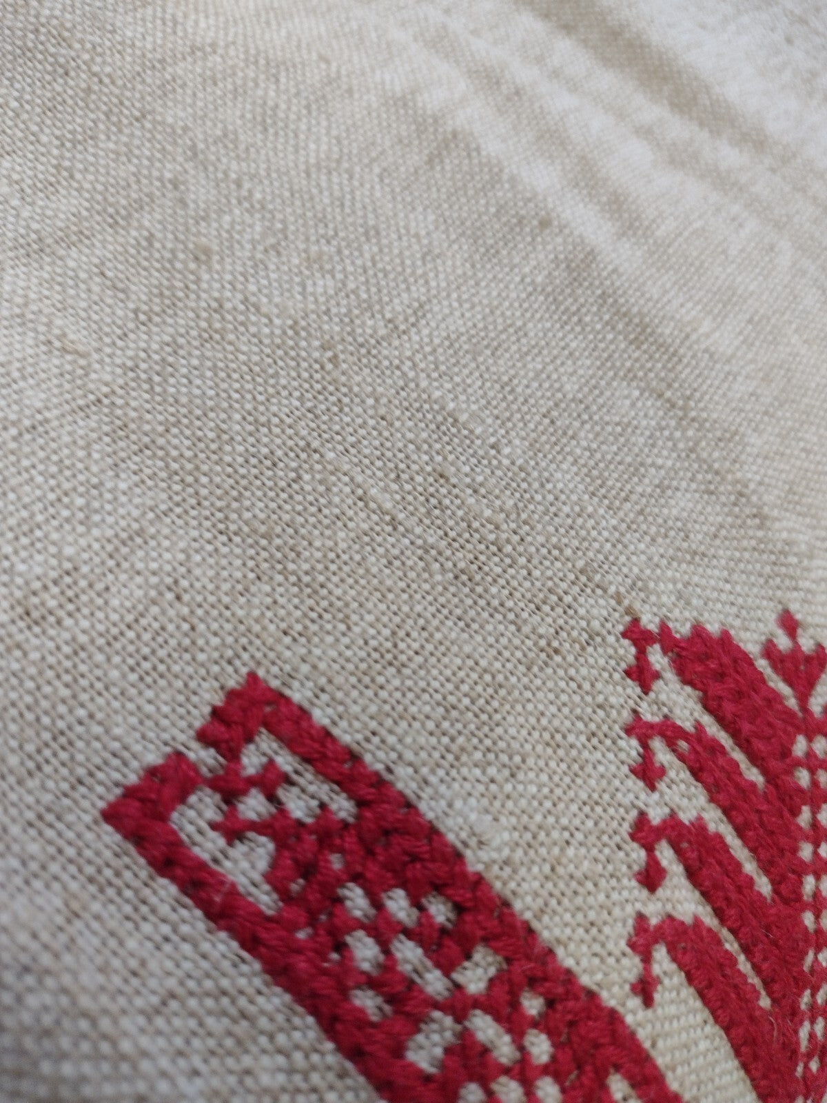 Vintage Folk Art Embroidered Linen Textile Lot Redwork Table Linens Pillow
