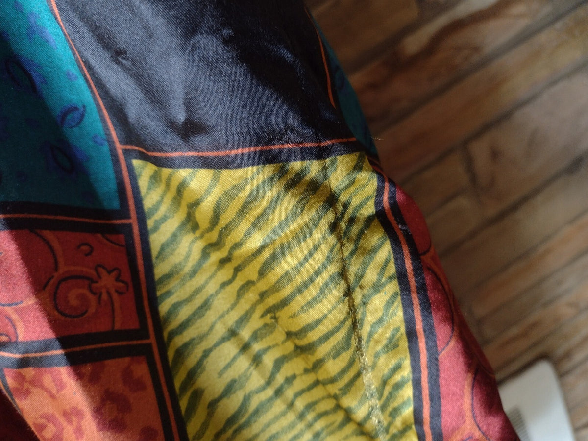 Vintage Womens Caftan Lot 2 One Size Animal Print Satin Lounge Maxi Dresses