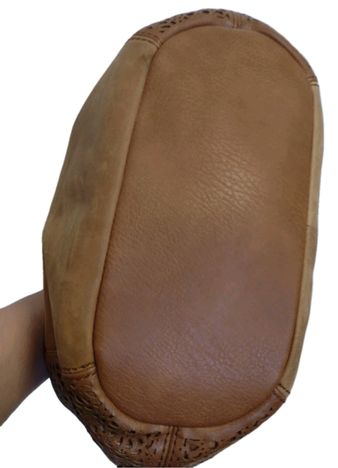 The Sak Sequoia Hobo Bag Brown Leather Laser Cut Floral Shoulder Purse