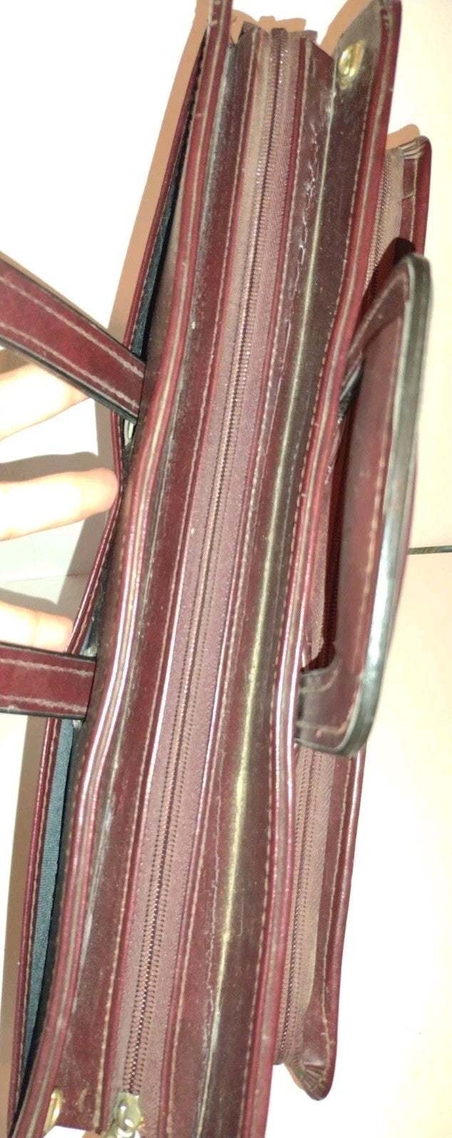 Vintage 1990s Mead Cambridge Burgundy Faux Leather Briefcase Portfolio 16"