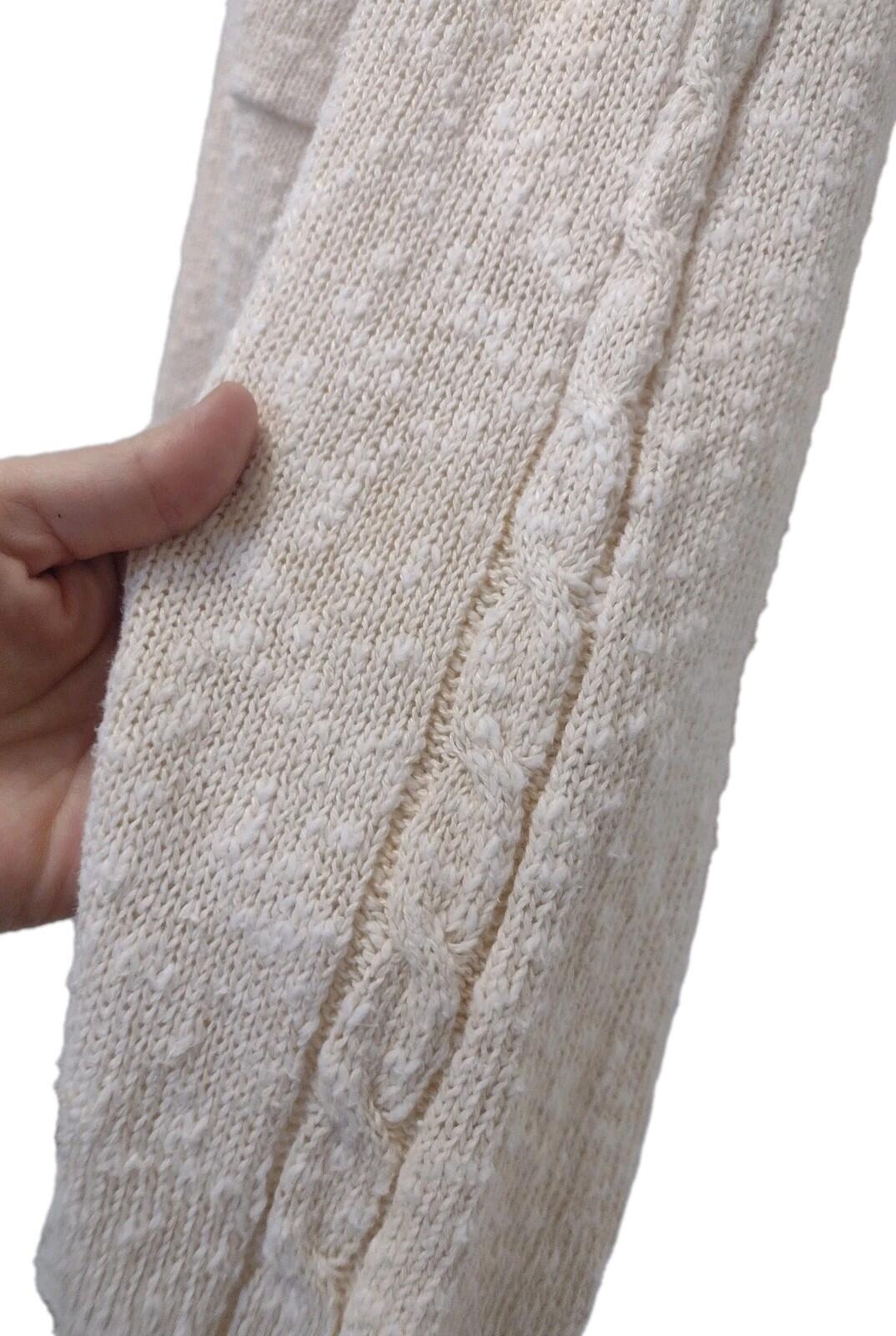 Vintage Allen Solly Linen Cotton Textured Knit Sweater Cream M Hong Kong