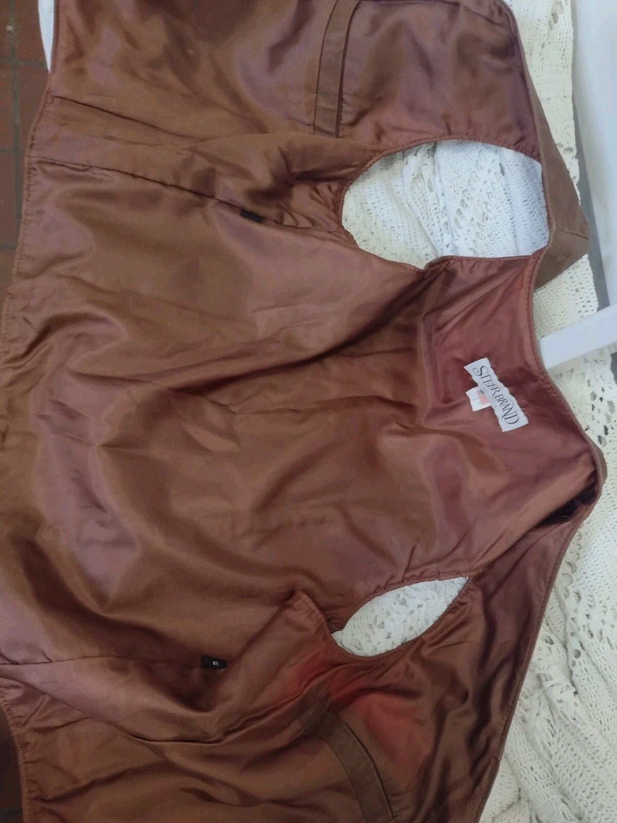 Vintage Steer Brand Leather Vest Men L Made USA Western Cowboy 70s 80s Brown