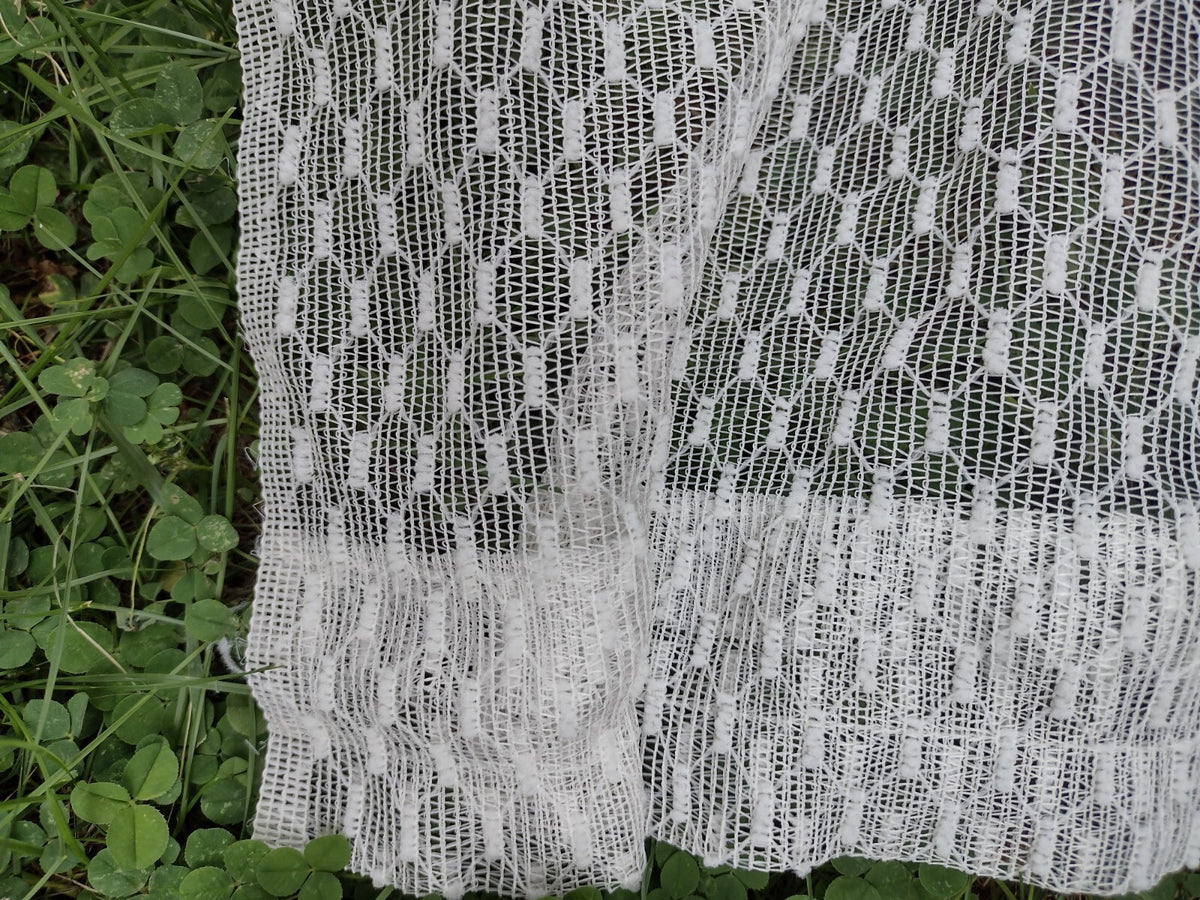 Curtains Vintage 60s Sheer Honeycomb Chenille Texture 39x78 Rod Pocket Pair
