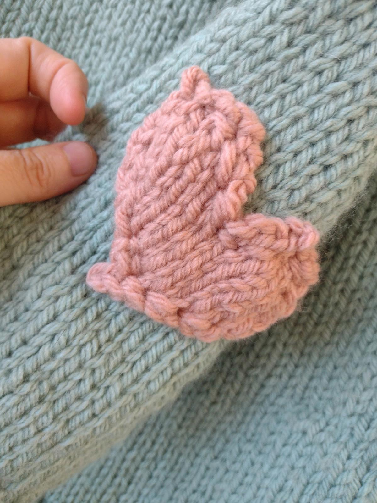 Handmade Wool Blend Green Sweater w/ Pink Heart Elbow Patches Boat Neck M/L