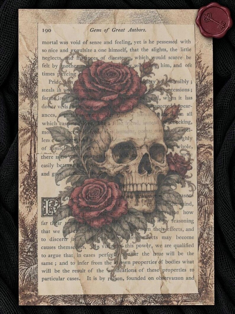 Gothic Ephemera Art Cards Stickers Dark Academia Victorian Book Page Apothecary