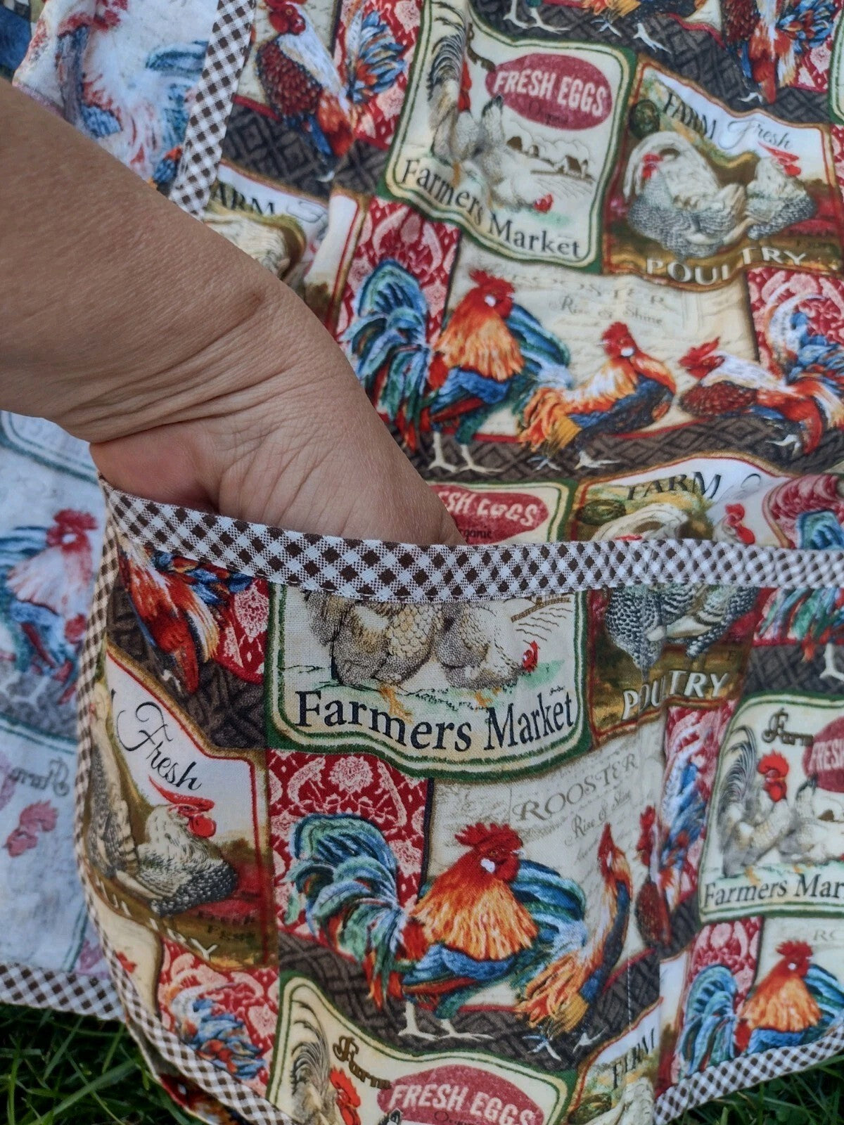 Country Chicken Apron Lot Reversible Farmhouse Rooster Hen Cotton Kitchen Set 2