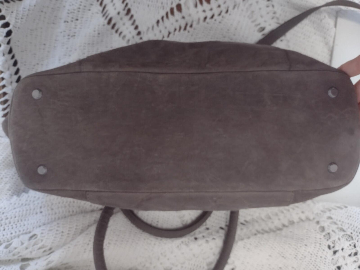Peter Nappi Luna In Grigio Gray Brown Italian Leather Shoulder Bag