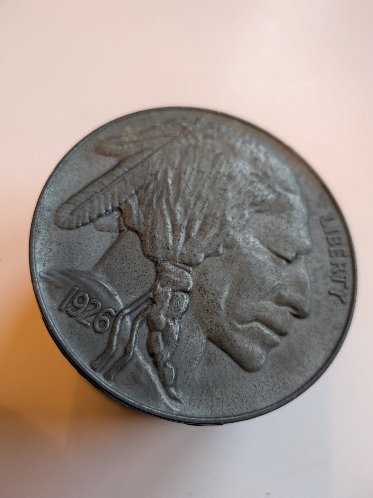 Vintage 1975 CCC Buffalo Nickel Coin Bank Stack Indian Head Bison Metal COPY