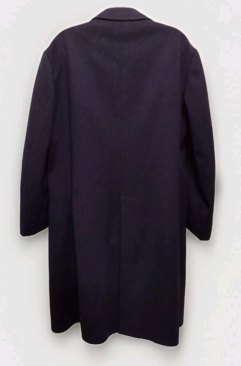 Vintage Mens Danish Wool Double Breasted Overcoat Navy Scandinavian Hobson XL