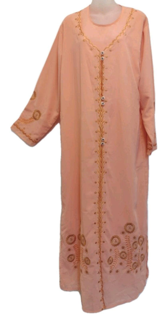 Lai Man Fashion Peach Embroidered Chiffon Tunic Dress Set XXL NWT Beaded