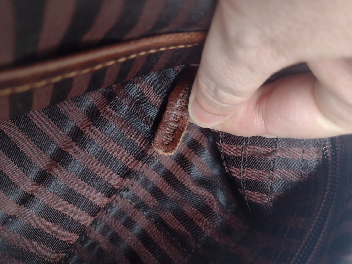 Jack Georges Brown Leather Crossbody Bag Organizer Distressed Patina Messenger