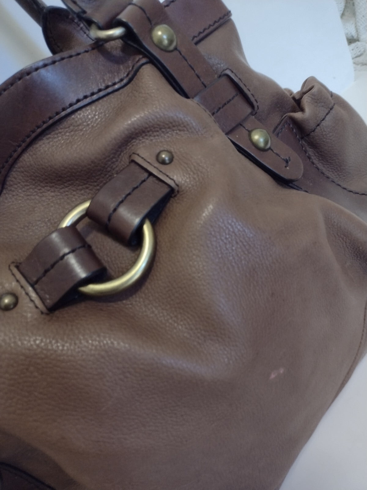 Y2K Boho Genuine Leather Satchel Brown Slouchy Pelle Studio Shoulder Bag