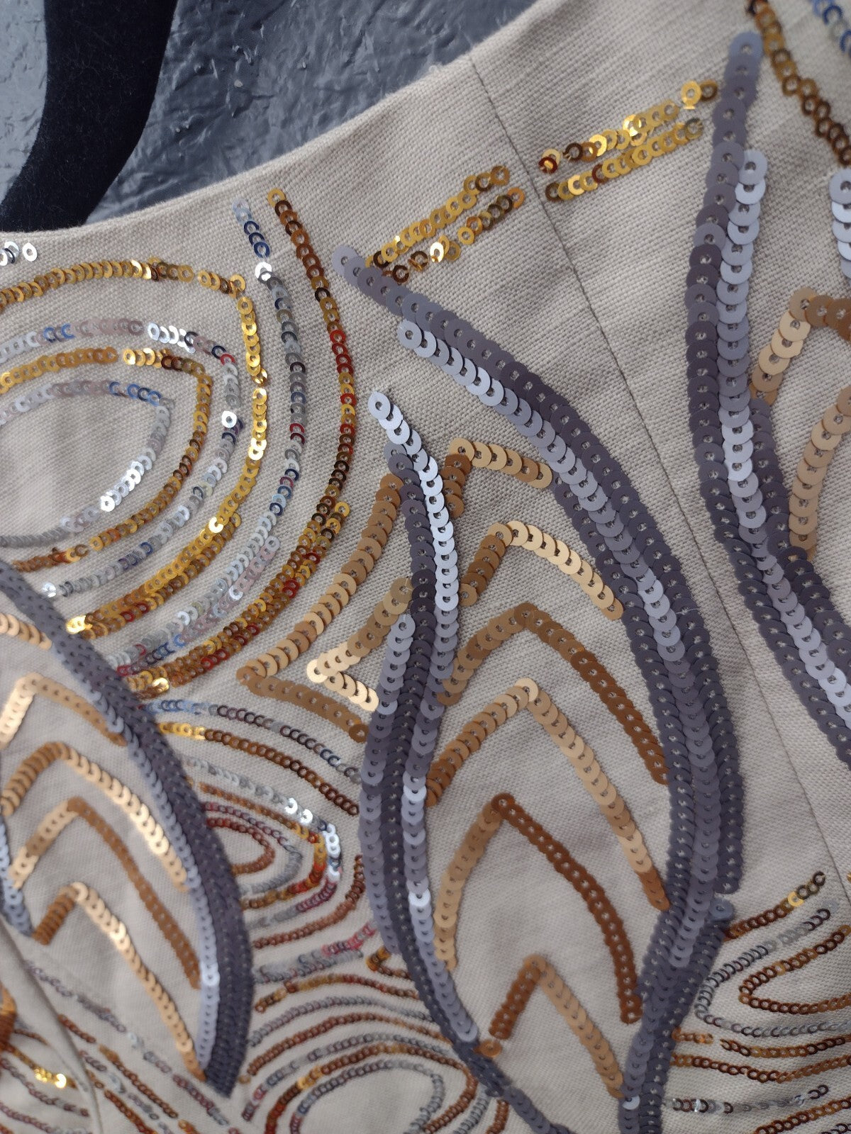 Peter Nygard Sequin Cropped Jacket Sz 8 Art Deco Gatsby Metallic Evening Bolero