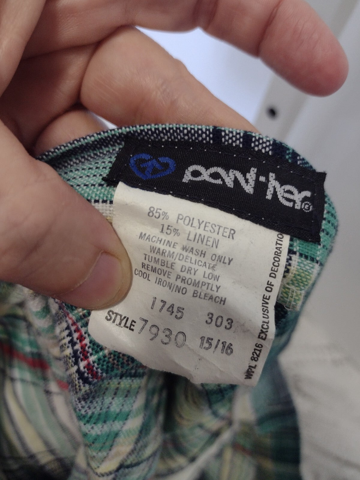 Vintage Pan-Ther Plaid Midi Skirt 15/16 Green Linen Blend Pleated Academia 70s