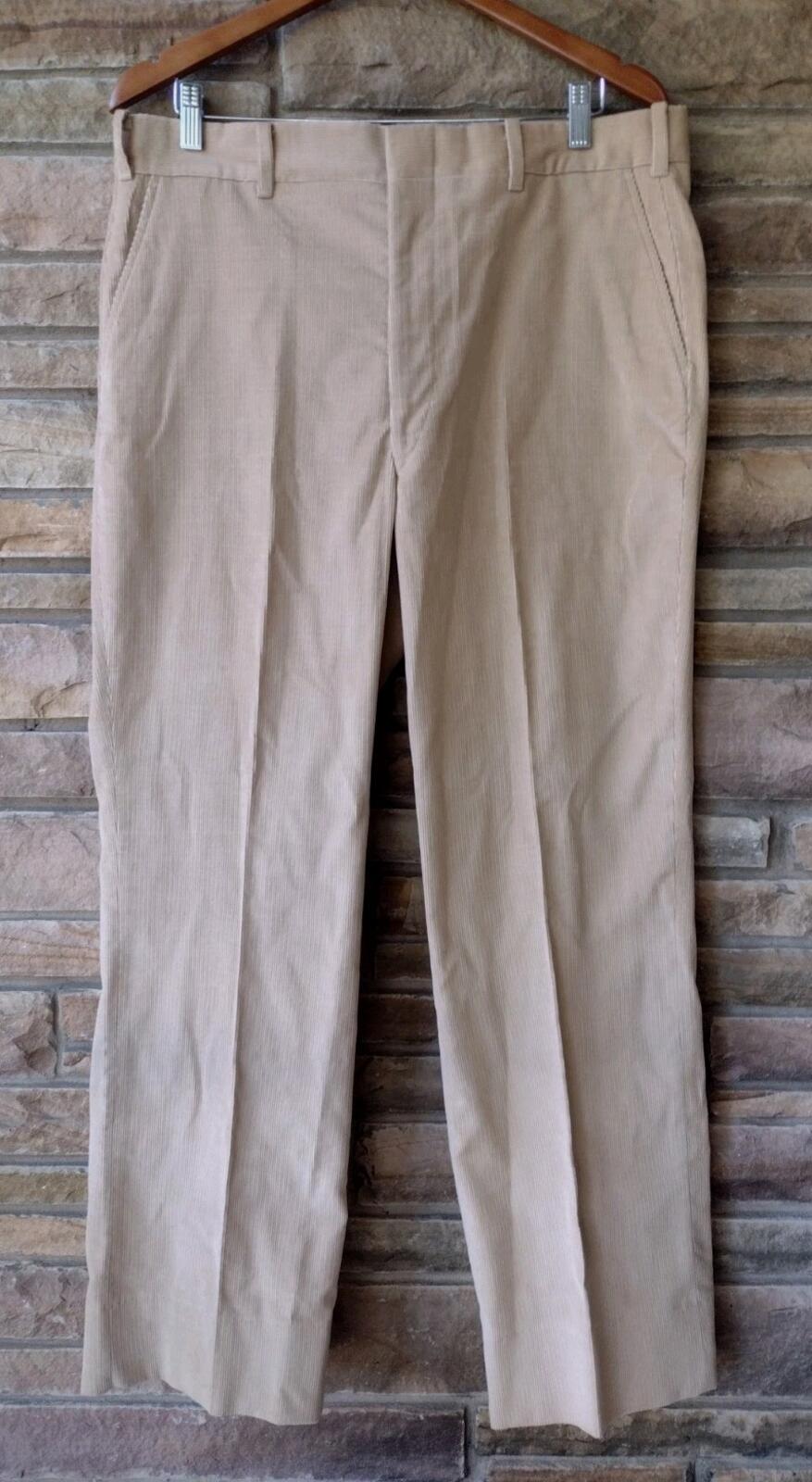 VTG 70s Tan Corduroy Pants Men Talon Hook Handmade Waist USA
