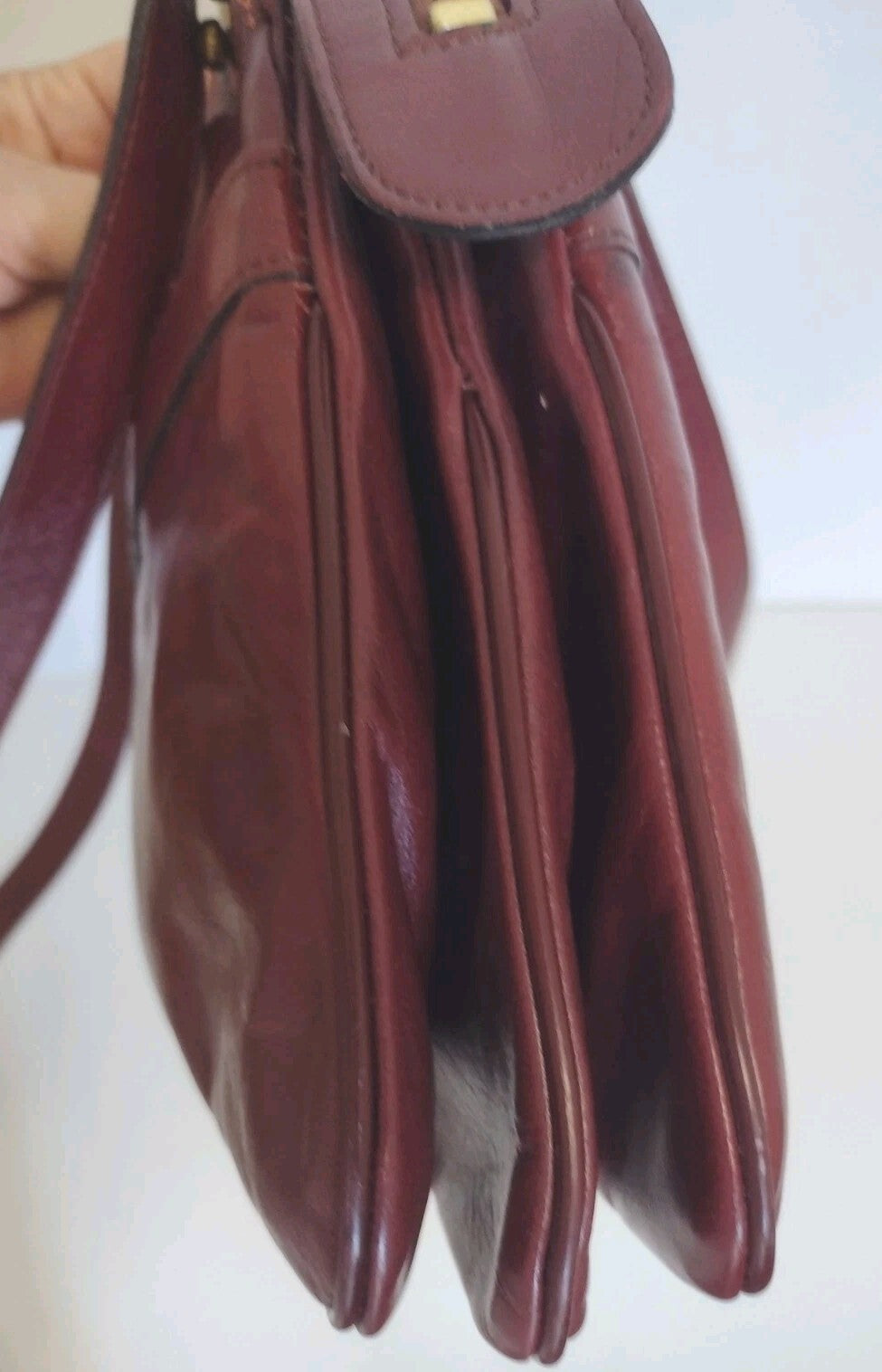Vintage 70s Etienne Aigner Oxblood Leather Shoulder Bag Organizer Purse
