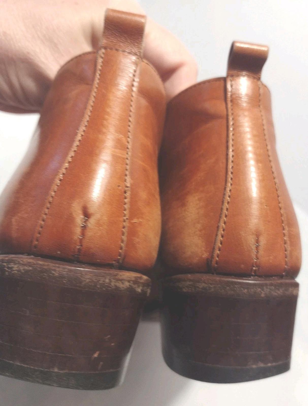 Vintage J. Peterman Leather Ankle Booties Made in Italy Tan Lace-Up Sz 5.5B
