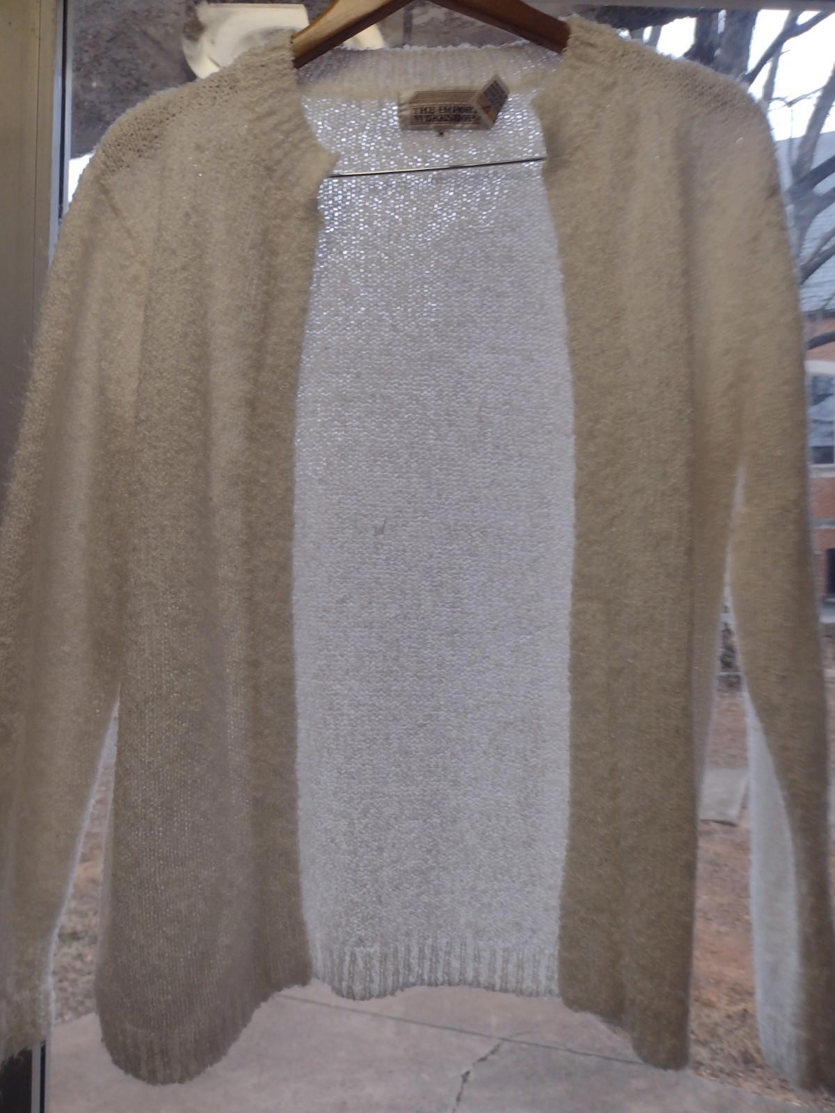 Vintage 1980s Boucle Knit White Acrylic Cardigan M Off White