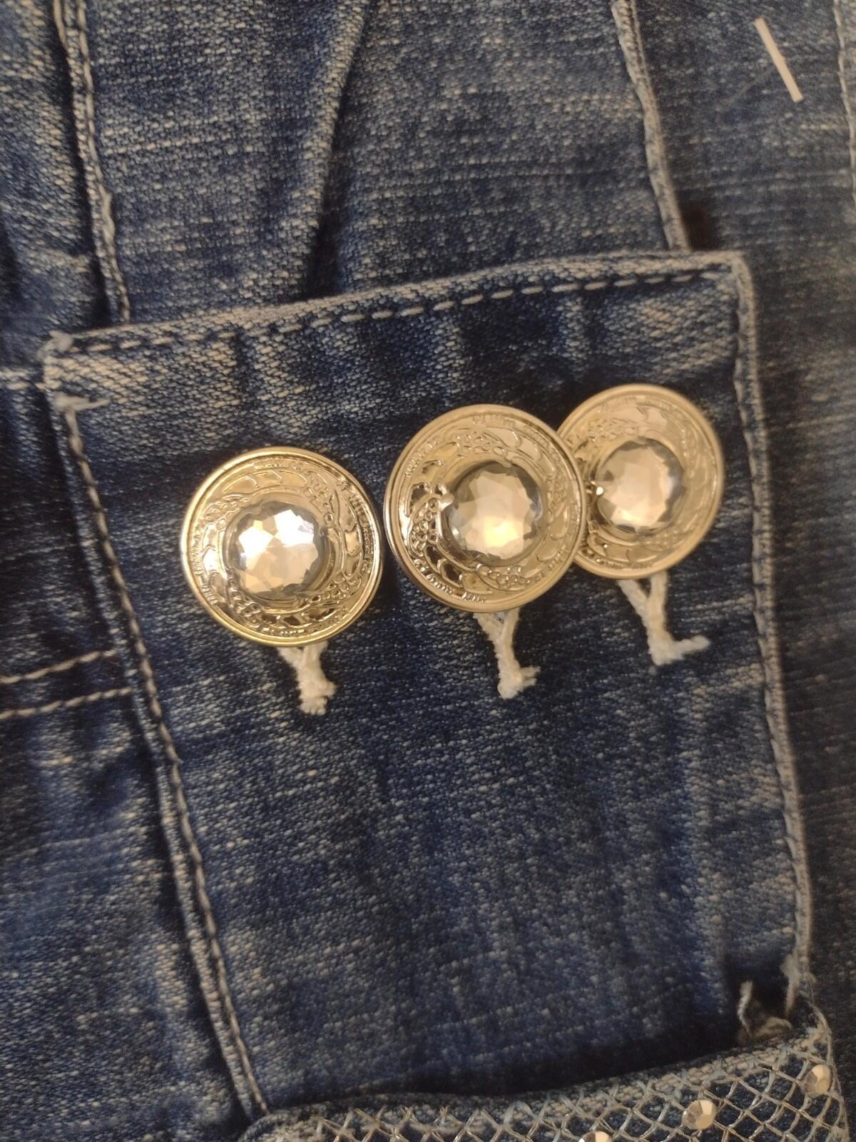 Sugar Jeans Y2K Rhinestone Distressed Denim Micro Mini Skirt Sz 9/10 Embellished