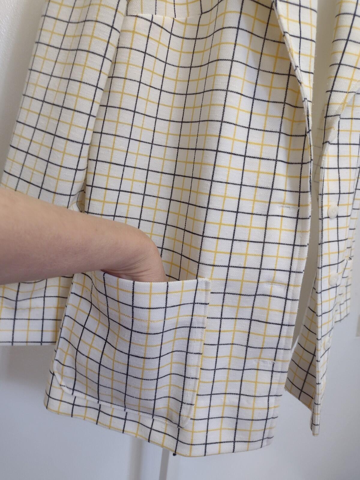 VTG  Disco 70s Women’s Shawl Collar Plaid Blazer Handmade Double Knit Jacket