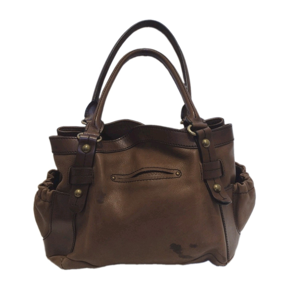 Y2K Boho Genuine Leather Satchel Brown Slouchy Pelle Studio Shoulder Bag
