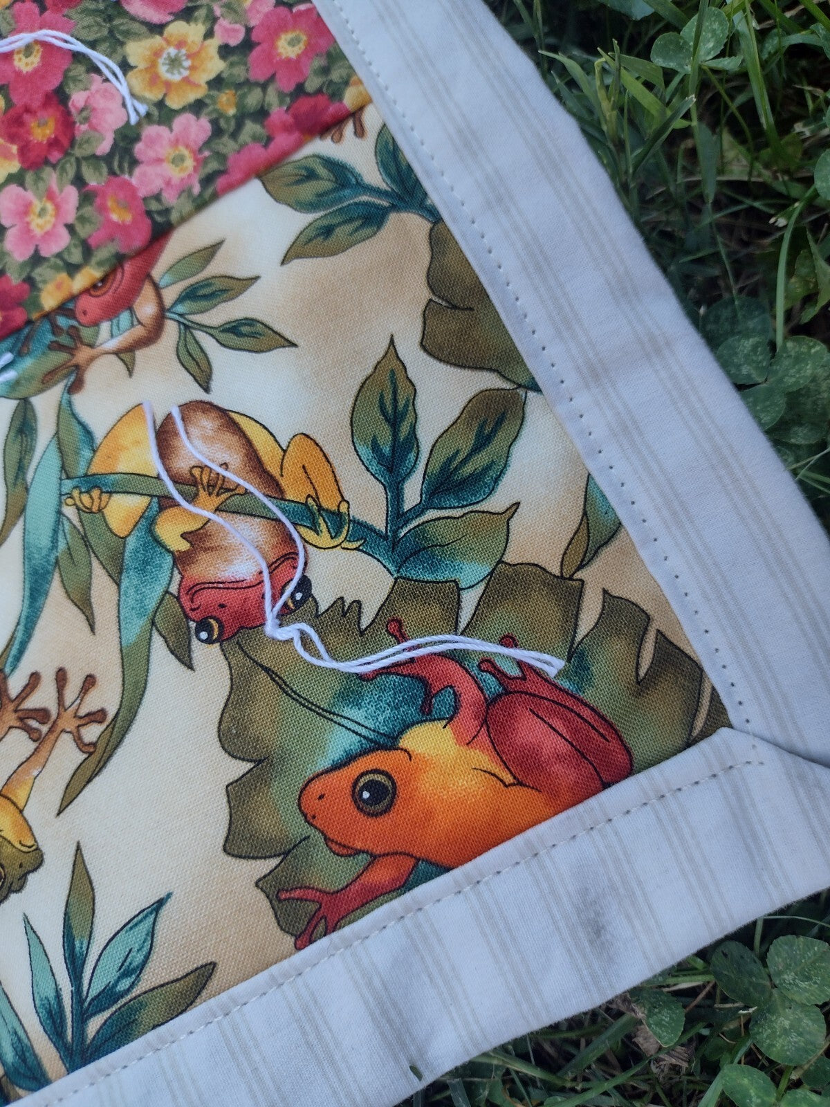 Set of 2 Handmade Quilts Twin Full Patchwork Floral Hand Tied Cottage Country
