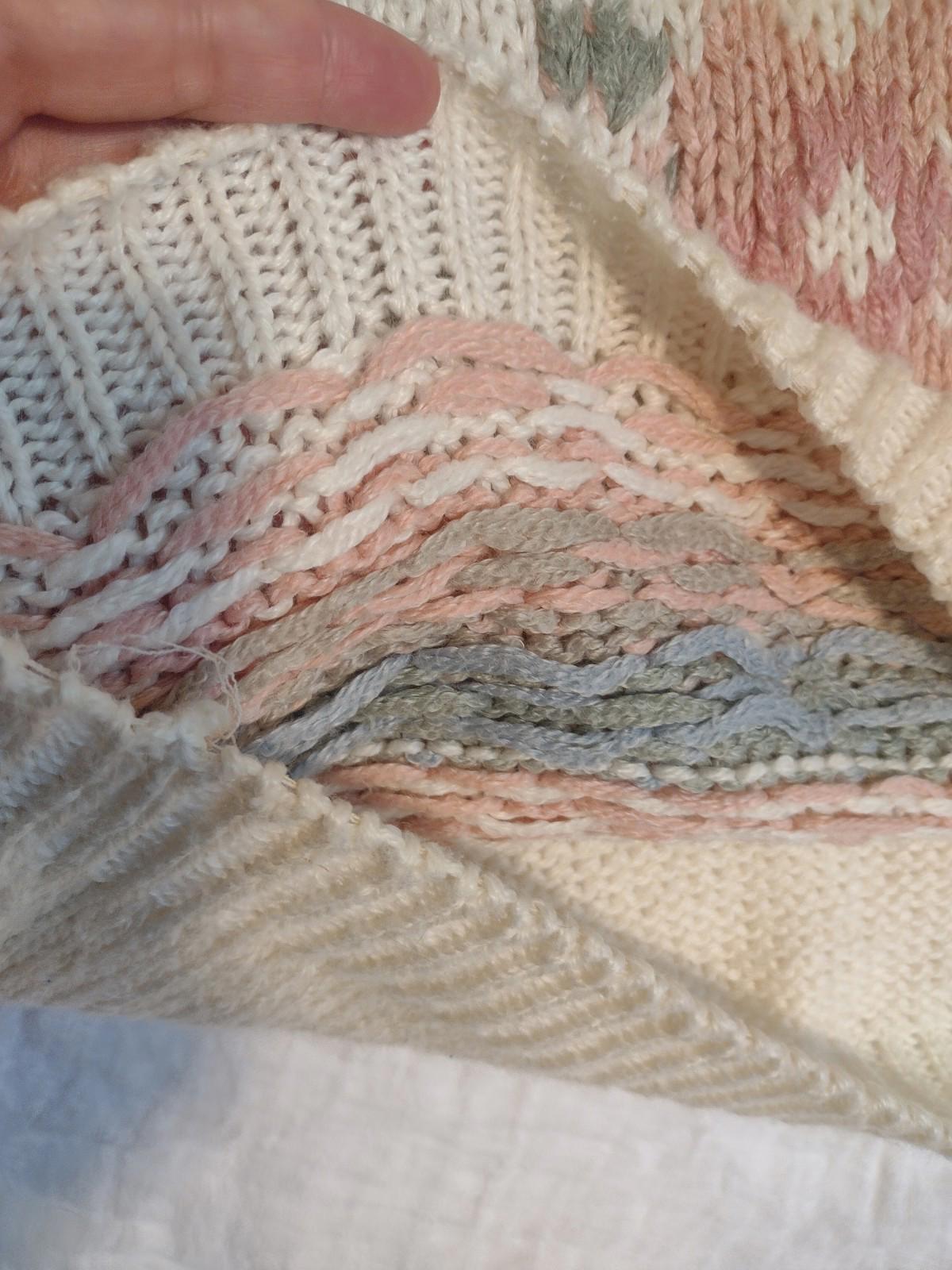 Currants Hand Loomed Ramie Acrylic Sweater M Pastel Floral Pattern Korea