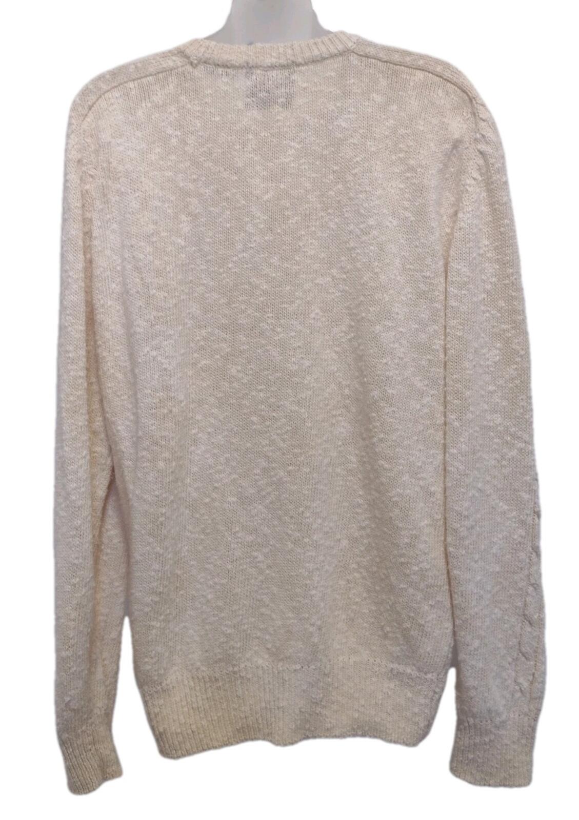 Vintage Allen Solly Linen Cotton Textured Knit Sweater Cream M Hong Kong