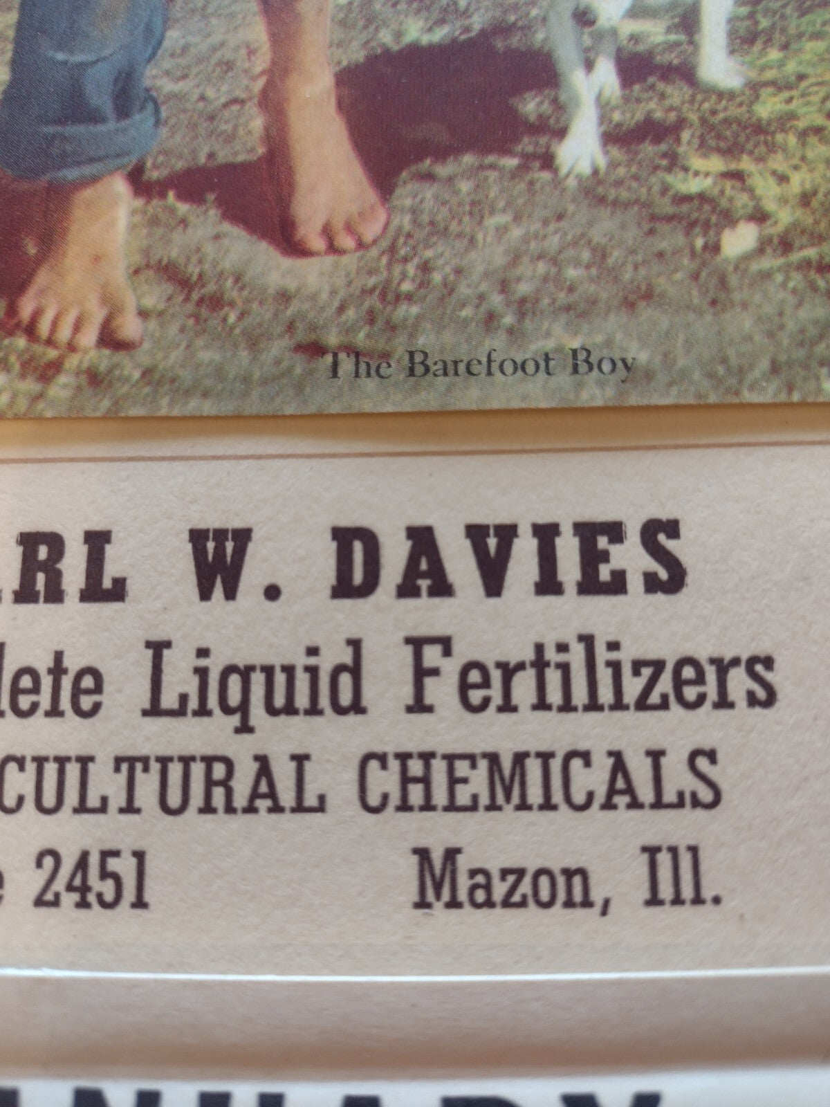 1957 Advertising Calendar Barefoot Boy Farm Mazon Illinois Vintage Complete