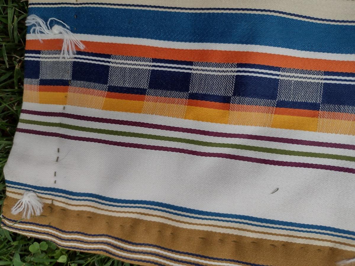 Vintage 1970s Handmade Patchwork Quilt 68x86 Tied Scrap Coverlet Retro Folk Art
