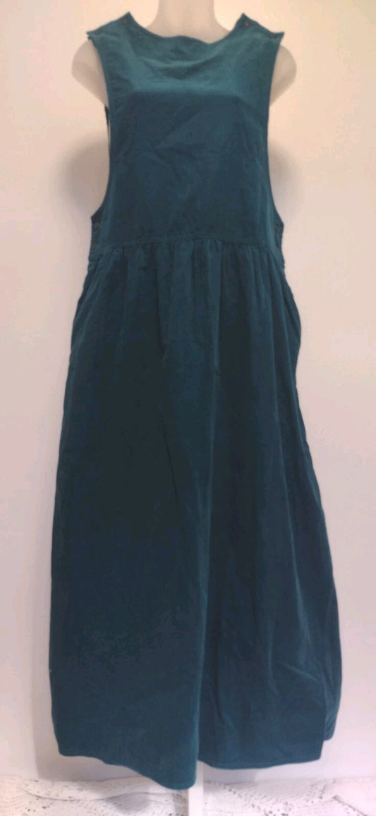 Vintage 80s Cottagecore Corduroy Maxi Jumper Dress Pinafore Woolrich Teal M
