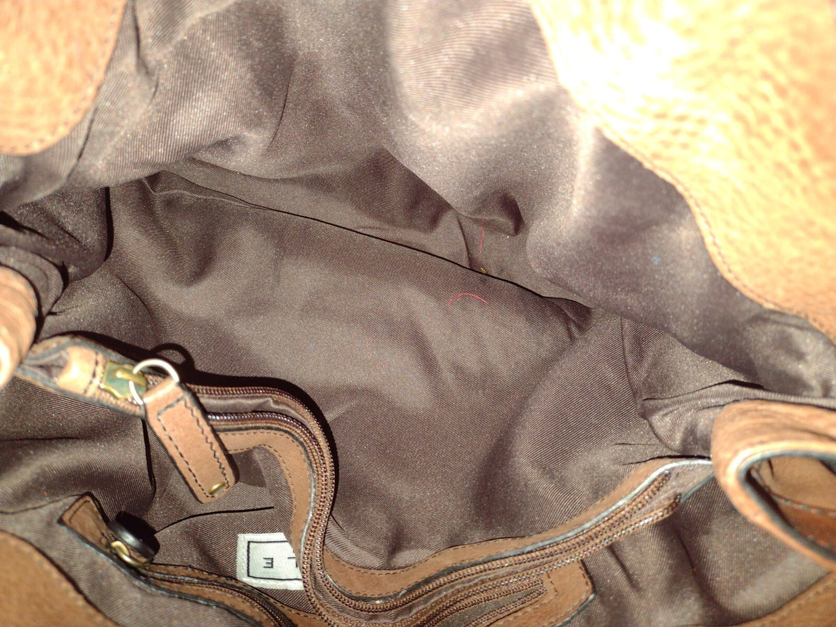 Y2K Boho Genuine Leather Satchel Brown Slouchy Pelle Studio Shoulder Bag