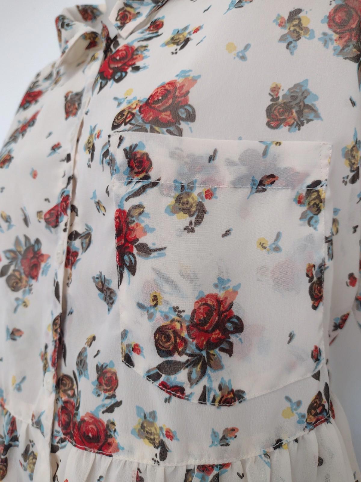 Free People Dress Tunic M Bailey Drawstring Floral Printed Sheer Bohemian