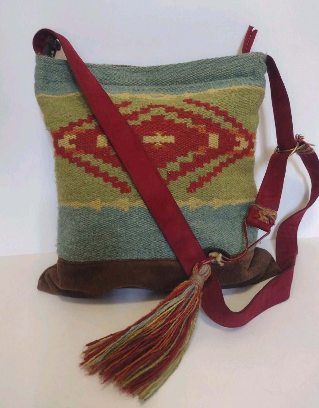 Atenti Crossbody Bag Southwestern Woven Tapestry Suede Tassel USA Made