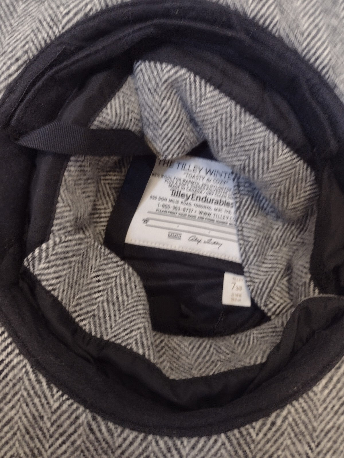 Vintage 2003 Tilley Winter Hat 7 3/8 Wool Herringbone Made Canada Ear Flaps