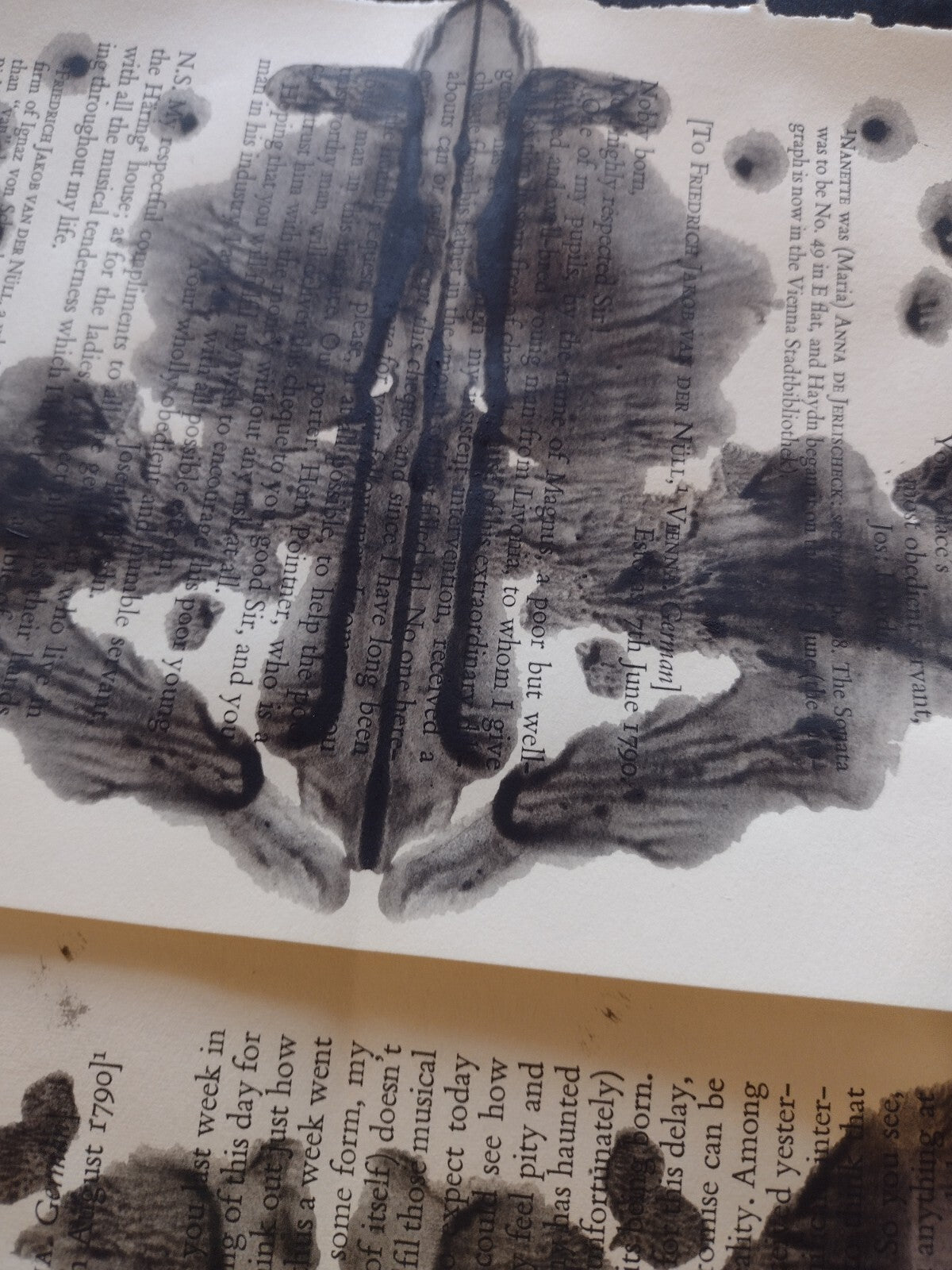 Rorschach Inspired Inkblot Hand Painted Vintage Book Pages 10 Pc Gothic Ephemera