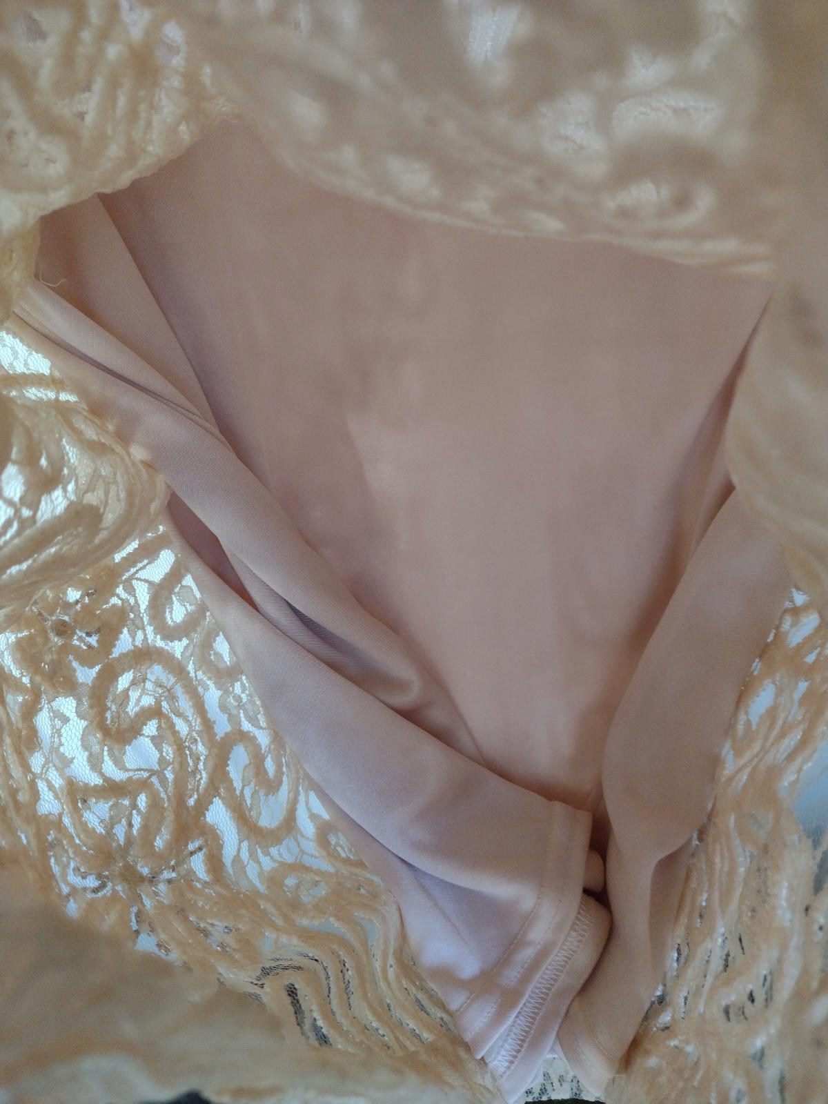 Sue Wong Nocturne Champagne Beaded Lace Embroidered Cocktail Dress Sz 8